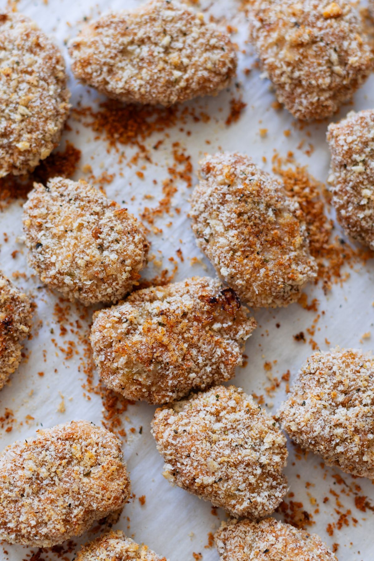 Baked turkey tots on a baking sheet. 