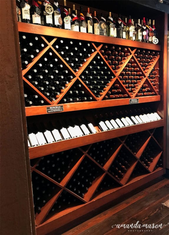 A wine cellar racks containing bottles of wine at Arrington Vineyards.