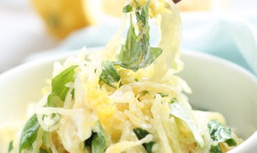 Spaghetti Squash with Goat Cheese and Arugula