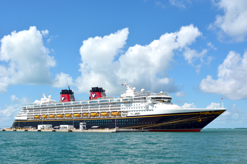 Disney Cruise Ship - The Disney Wonder on the ocean.
