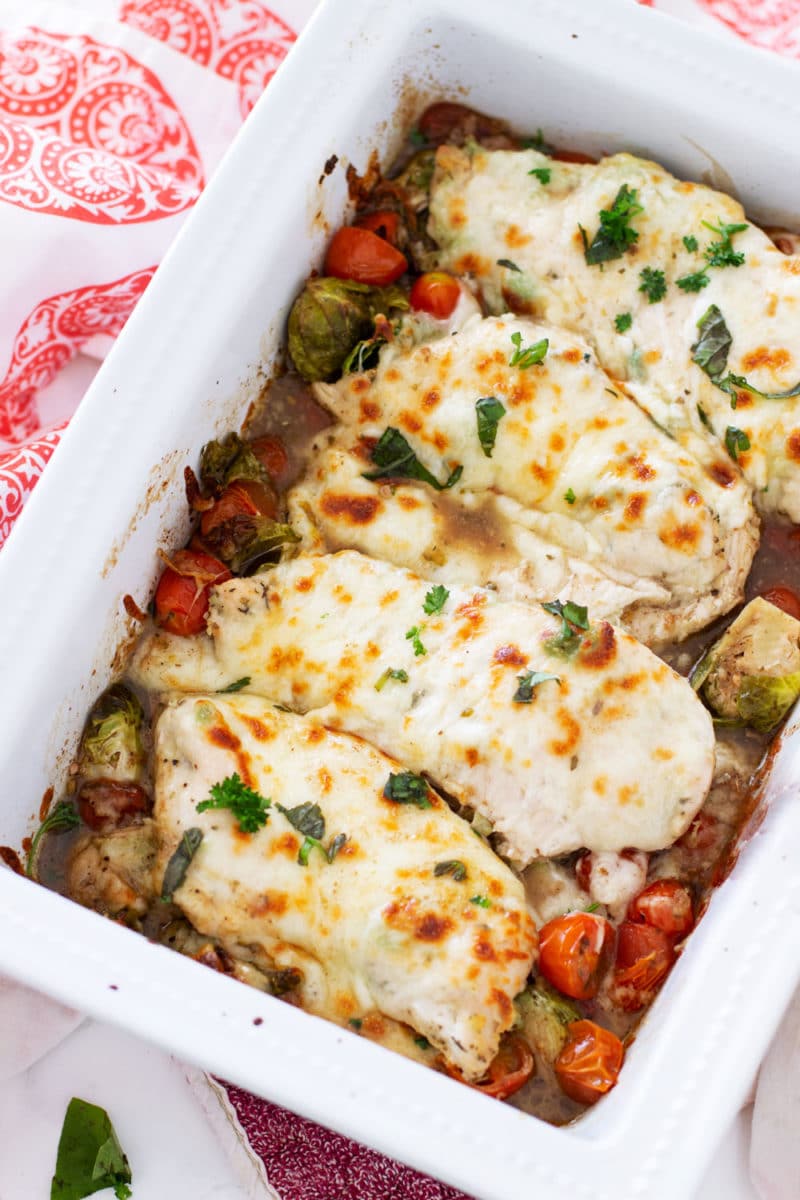 One Pan Garlic Baked Chicken with Mozzarella- Recipes Worth Repeating