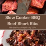 Collage showing how to make beef short ribs.