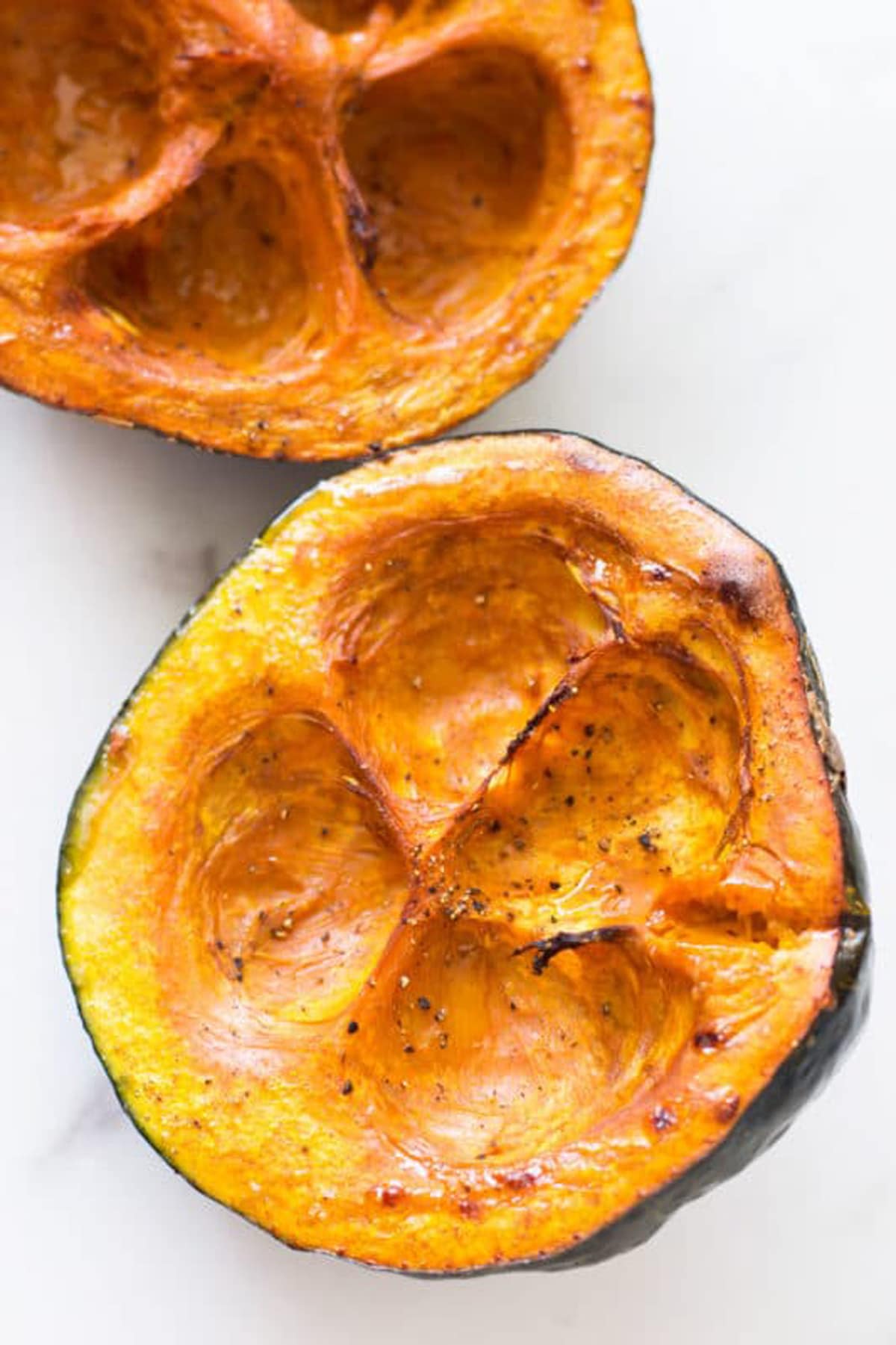 Roasted Hubbard Squash seasoned with salt and pepper.