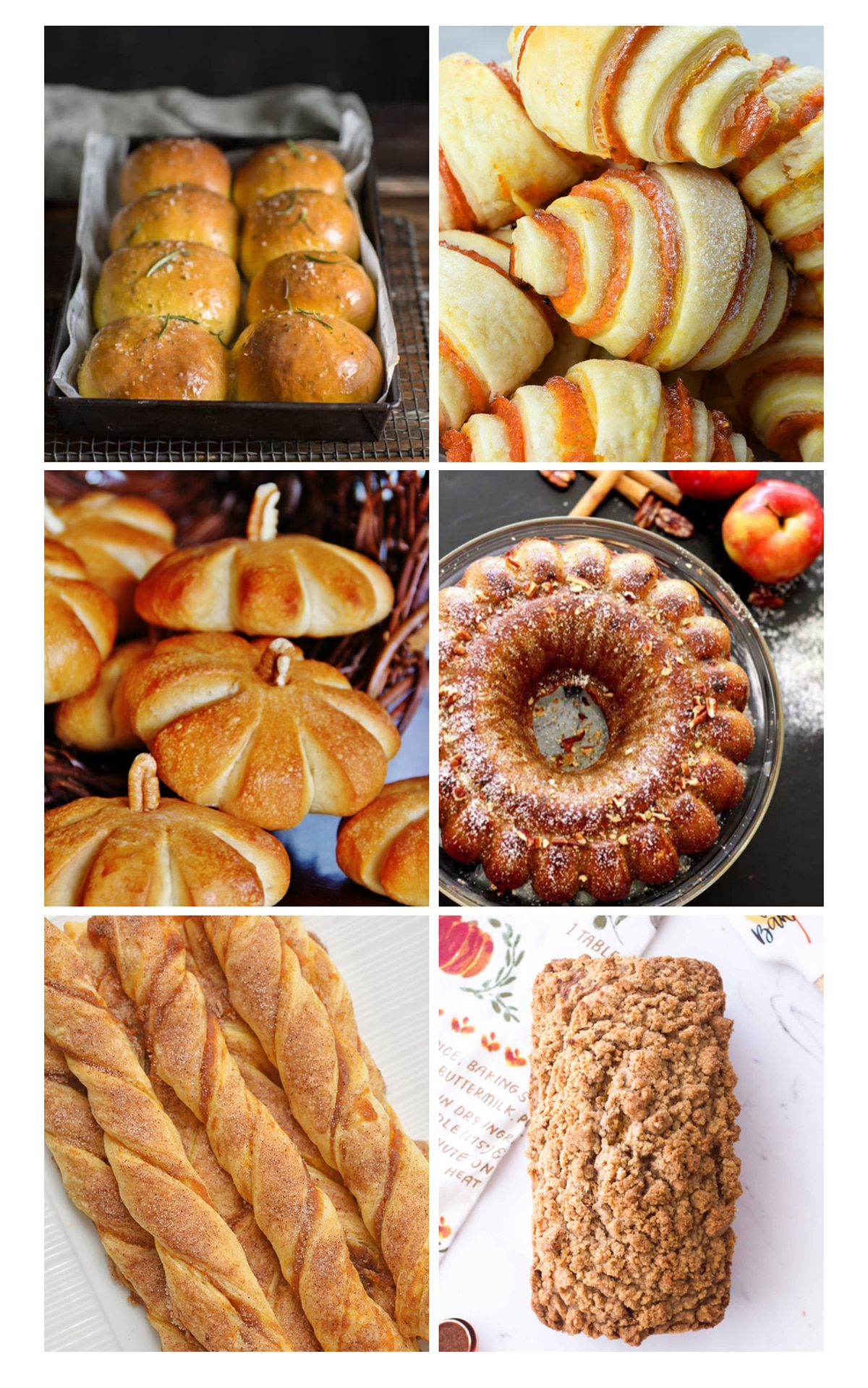 Four different fall baked bread.