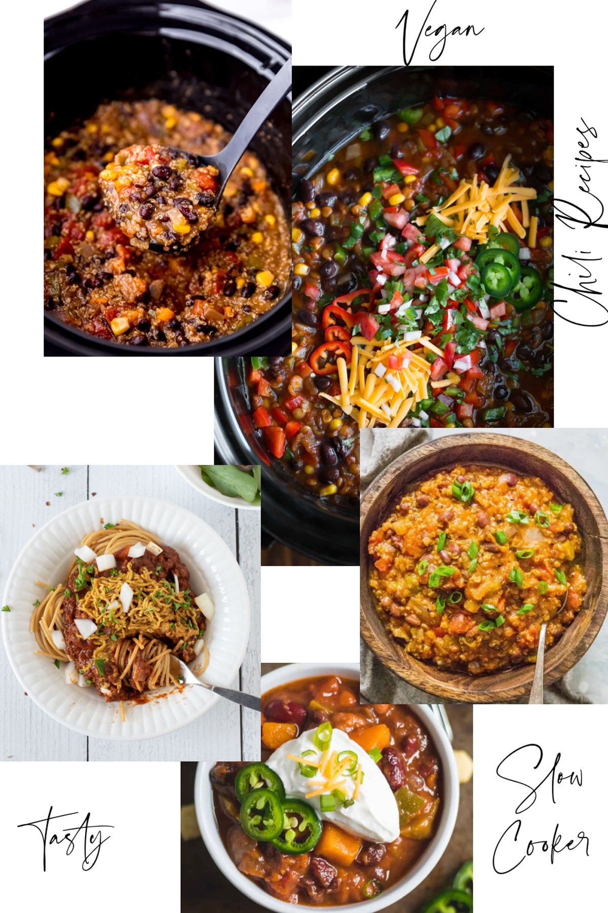 Different chili recipes that can be made in the crock pot. 