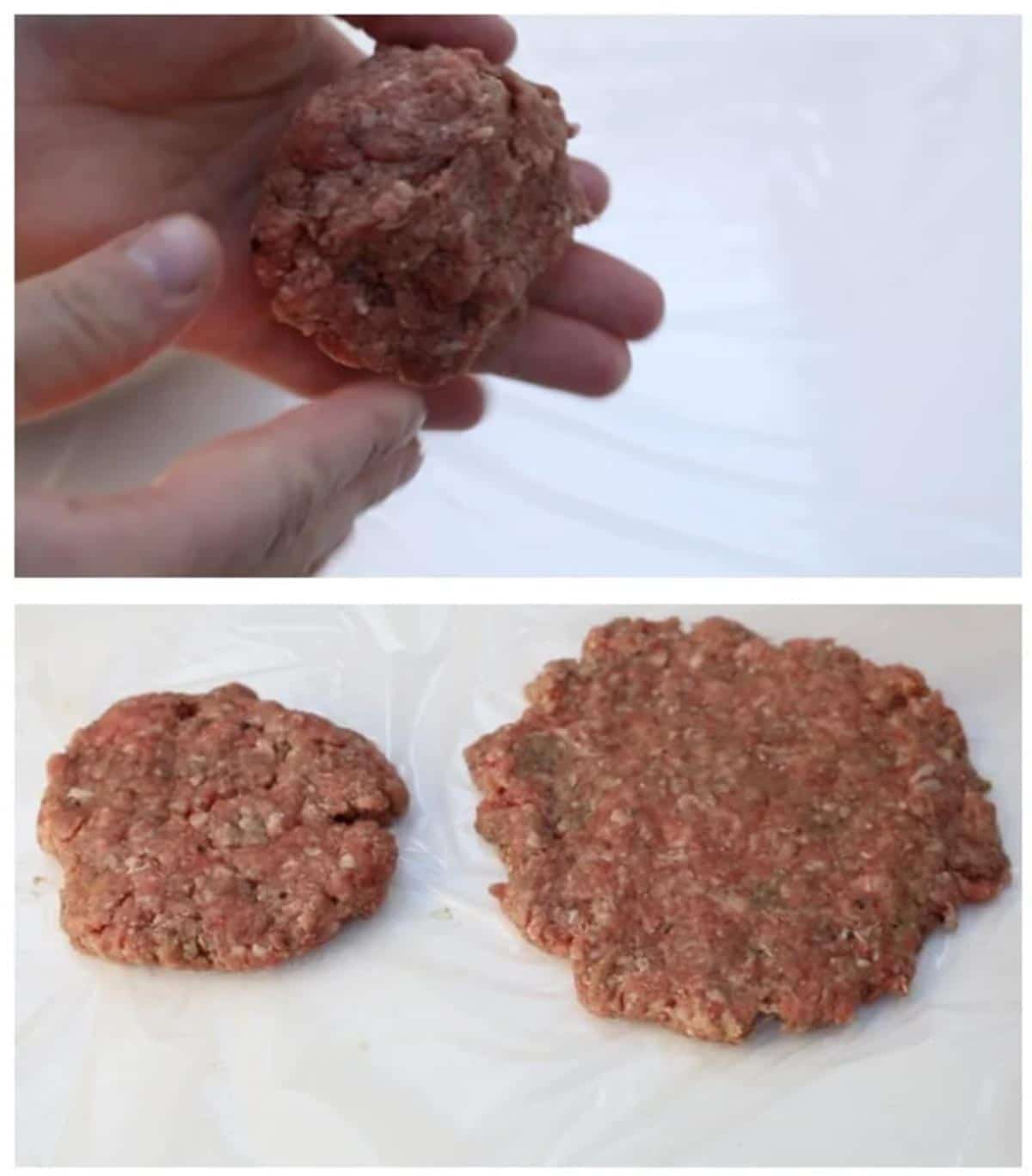 Person forming a hamburger patty.