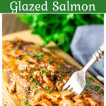 Grilled maple glazed salmon with fork