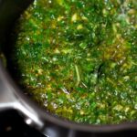 Cooking the pesto in a pan