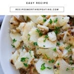 Pinterest image of skillet fried potatoes.