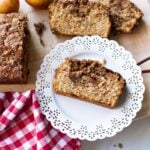 Sliced apple cinnamon bread on a plate.